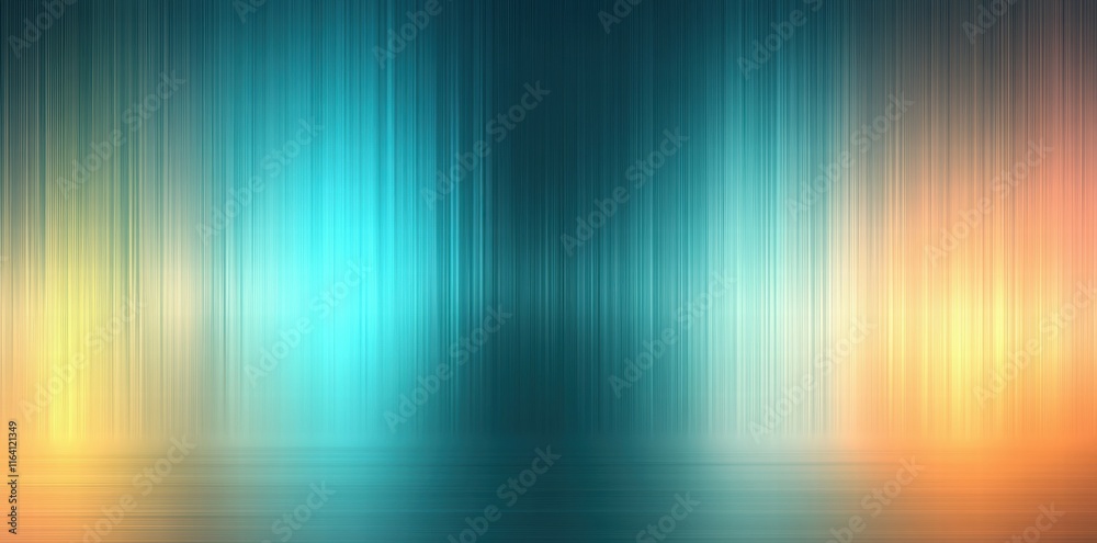 Poster abstract gradient background with vertical lines in blue, orange, and yellow hues.