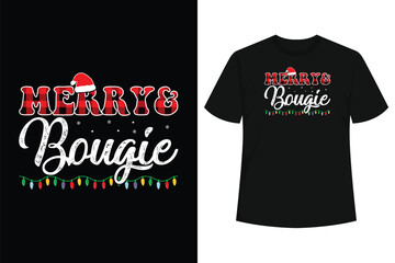 Merry and Bougie Christmas Tree Holiday Winter Fashion Santa  T-Shirt