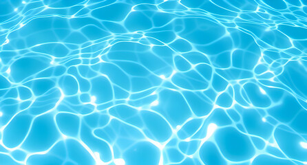 Ripples and light reflections on clear blue water surface. Abstract summer banner background Water waves in sunlight with copy space Cosmetic moisturizer micellar toner emulsion 
