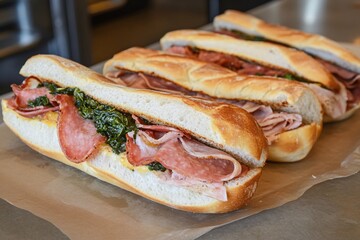 Delicious Italian Sub Sandwich with Fresh Ingredients and Soft Bread
