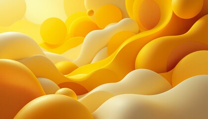 Abstract Yellow and Cream Wave Landscape: A Digital Art Piece