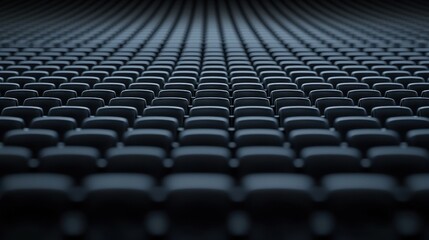 Obraz premium Empty Auditorium: Rows of Dark Seats Stretching to Infinity