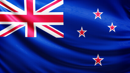 New Zealand flag picture, close-up shot of symbol of New Zealand nation, oceania,  animated flag background photo, 3D photo , national symbol of the people, patriotism, full screen