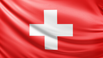 Swiss flag picture, close-up shot of symbol of switzerland nation, europe,  animated flag background photo, 3D photo of a flag, national symbol of the people, patriotism, full screen