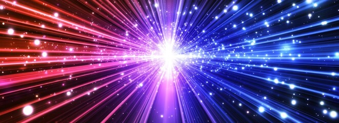 Naklejka premium Abstract Light Burst, Red and Blue Energy Beams