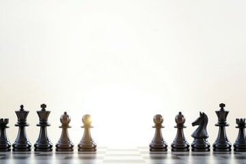 Chess Pieces on a Reflective Glass Surface