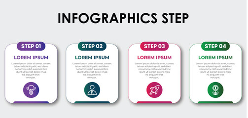 Business infographic flat design professional step number template design