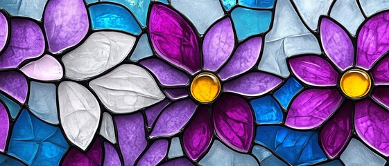 Abstract Stained Glass Flower Pattern