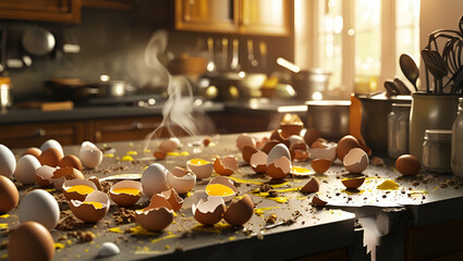 Title: Cluttered and Chaotic Kitchen Counter

