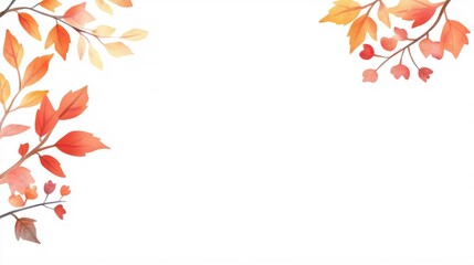 Obraz premium Autumn Leaves and Berries Decoration on White Background for Seasonal Designs