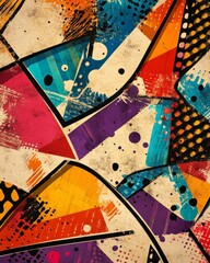 Abstract Geometric Colorful Graffiti Art