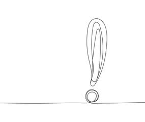 Exclamation mark icon in continuous line style. A symbol expressing emotions such as irritation, amazement, surprise, or excitement. Used to emphasize comments