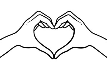 Two hands forming a heart shape vector silhouette
