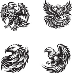 Majestic Eagle Silhouette - Powerful Bird of Prey and Freedom Symbol Design