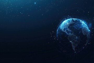 Fototapeta premium Digital Global Network Concept with Earth and Connections in Dark Background