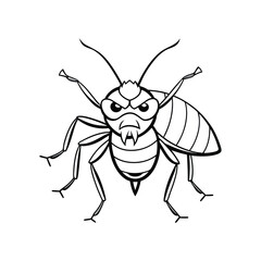 Aphid (Aphidoidea) insect silhouette design, labeled line art vector illustration.
