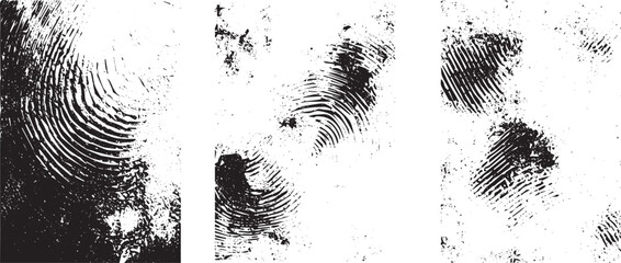 Fingerprint on white background, Fingerprint on grey background stock photo. Black and gray print on gray background. 