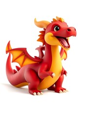 Fototapeta premium Adorable Cartoon Dragon, Perfect for Kids' Projects. Generative AI