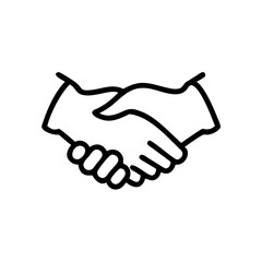 Obraz premium Black handshake icon in simple line art style