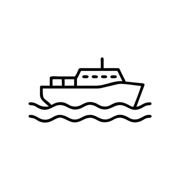 recommend clip art: Black ship icon on waves in simple line art style.