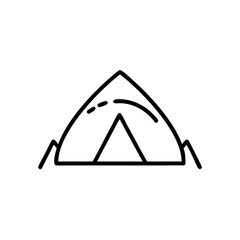 Black tent icon in simple line art style.