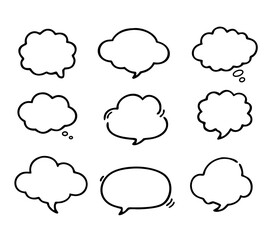 Fototapeta premium Stylish Hand Drawn Speech Bubble Frame Set Freehand Decorative Elements