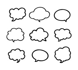 Simple Hand Drawn Speech Bubble Frame Set Freehand Style Decoration