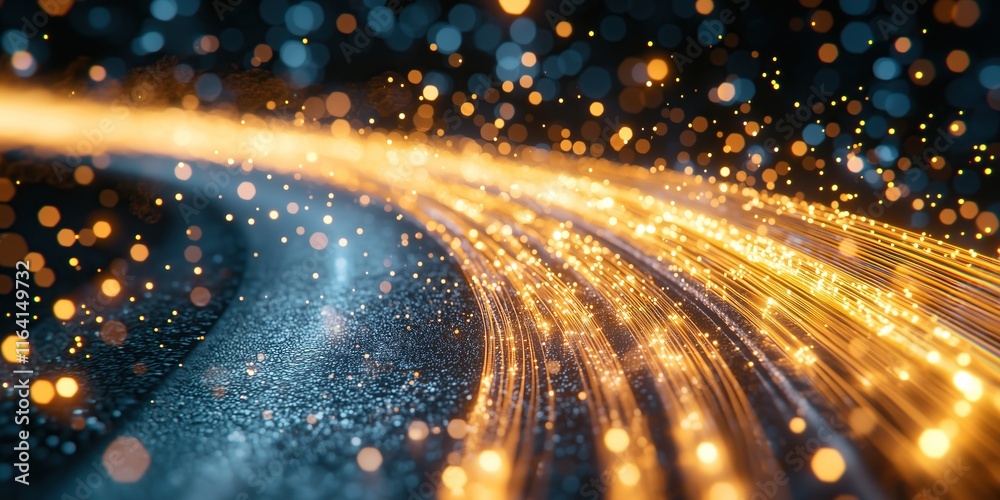 Aufkleber golden light trails streak across dark shimmering background dynamic and energetic visual