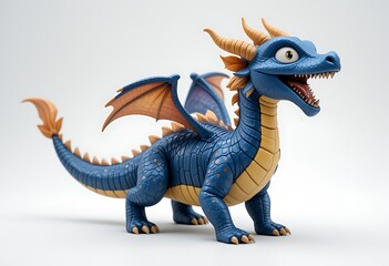 Obraz premium Cute Blue Dragon with Open Mouth, Perfect for Kids' Products. Generative AI
