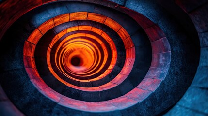 Intriguing spiral staircase descending into warm light captivating architectural detail