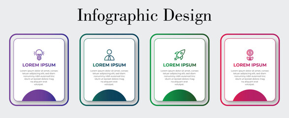 Infographic Design Presentation Business Template with Thin Line Rectangle