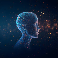 Stylized ethereal representation of a human head in profile