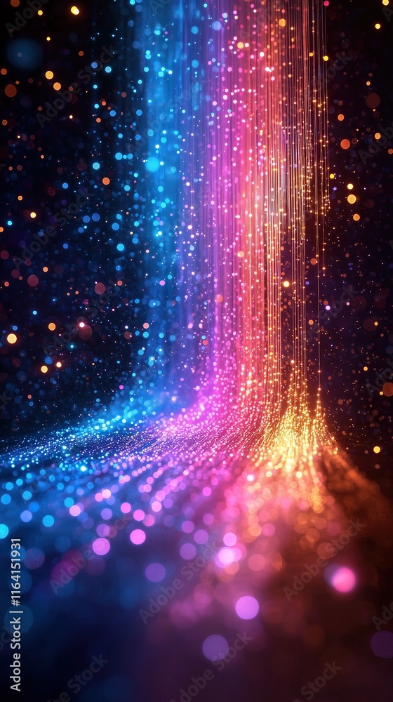 Poster vibrant light streaks and bokeh dazzling colorful abstract background
