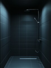 Modern Dark Shower Stall With Chrome Fixtures