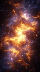 Naklejka premium Fiery cosmic nebula swirling gases and stars space background