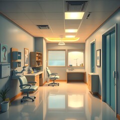 Brightly lit medical office space with modern furniture