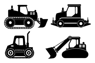 bulldozer silhouette vector