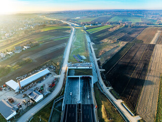 A tunnel in Dziekanowice village on new multilane highway S52 in Poland, opened on December 23,...