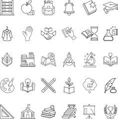 Education Icons School, Learning, Knowledge, Study, Books, Graduation