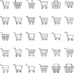 Shopping Cart Icons Diverse Styles, Add to Cart, Online Retail