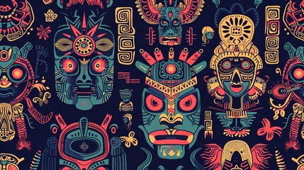 Fototapeta premium aztec seamless pattern wallpaper