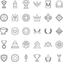 Obraz premium Achievement Awards Trophies, Medals, Laurels, and Success Symbols