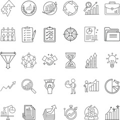Business Growth Strategy Icons Planning, Teamwork, Analysis, Success