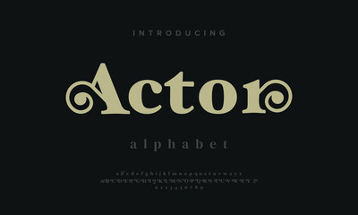 Elegant serif alphabet letters font and number. Classic Copper Lettering Minimal Fashion Designs. Typography fonts regular uppercase and lowercase. vector illustration
