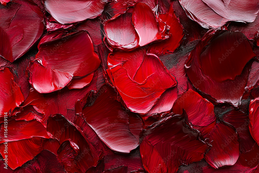 Poster Deep red oil paint texture with rich brushstrokes creating an abstract visual design