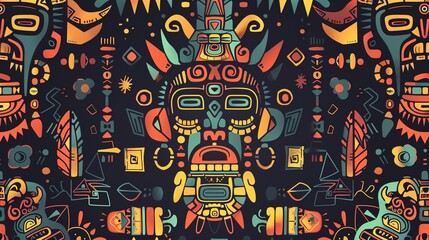 Obraz premium aztec seamless pattern wallpaper