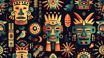 Fototapeta premium aztec seamless pattern wallpaper