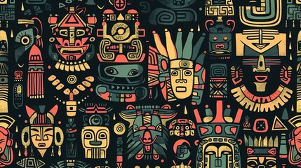 Fototapeta premium aztec seamless pattern wallpaper