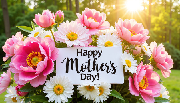 Vibrant floral bouquet with a heartfelt Mother's Day greeting

