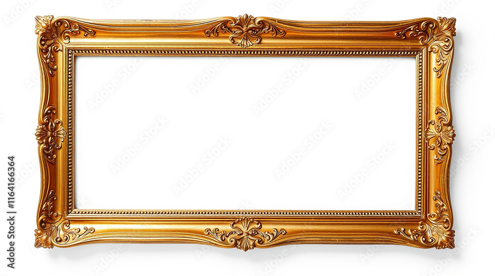 Wall mural Antique Gold Picture Frame. Concept of Art, Decoration, and Vintage.